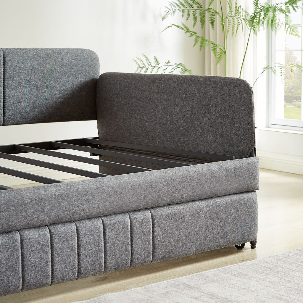 Grey Daybed with Pull-Out Guest Trundle