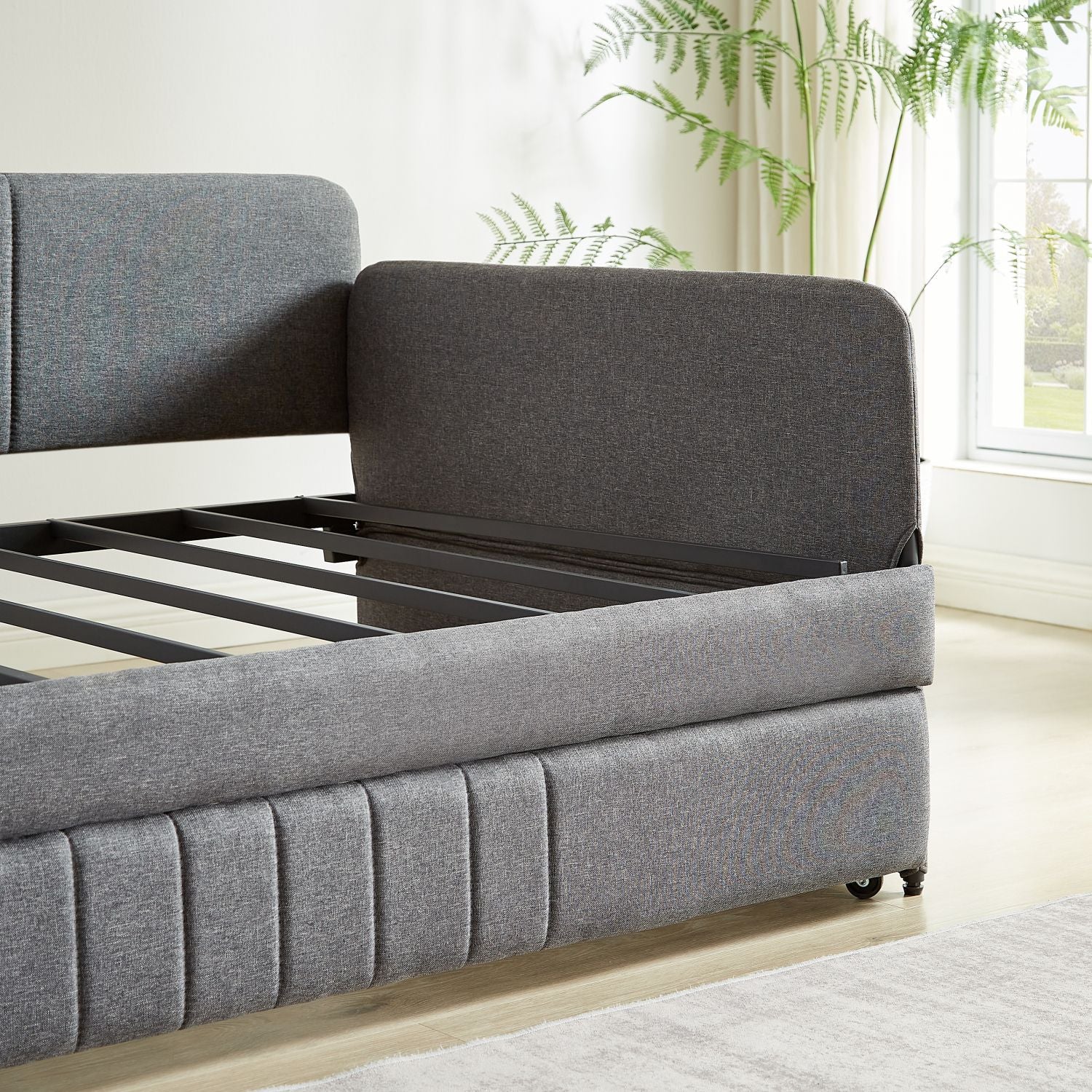 Grey Daybed with Pull-Out Guest Trundle