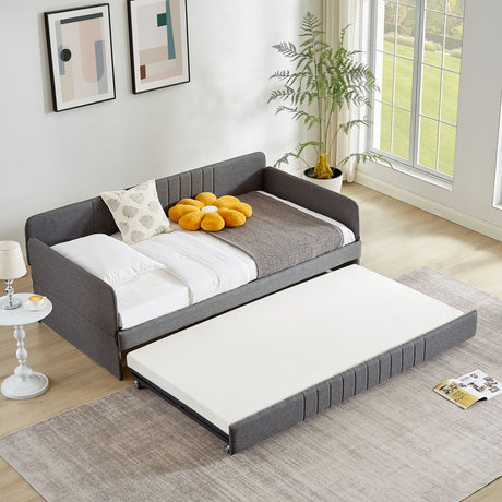 Grey Daybed with Pull-Out Guest Trundle