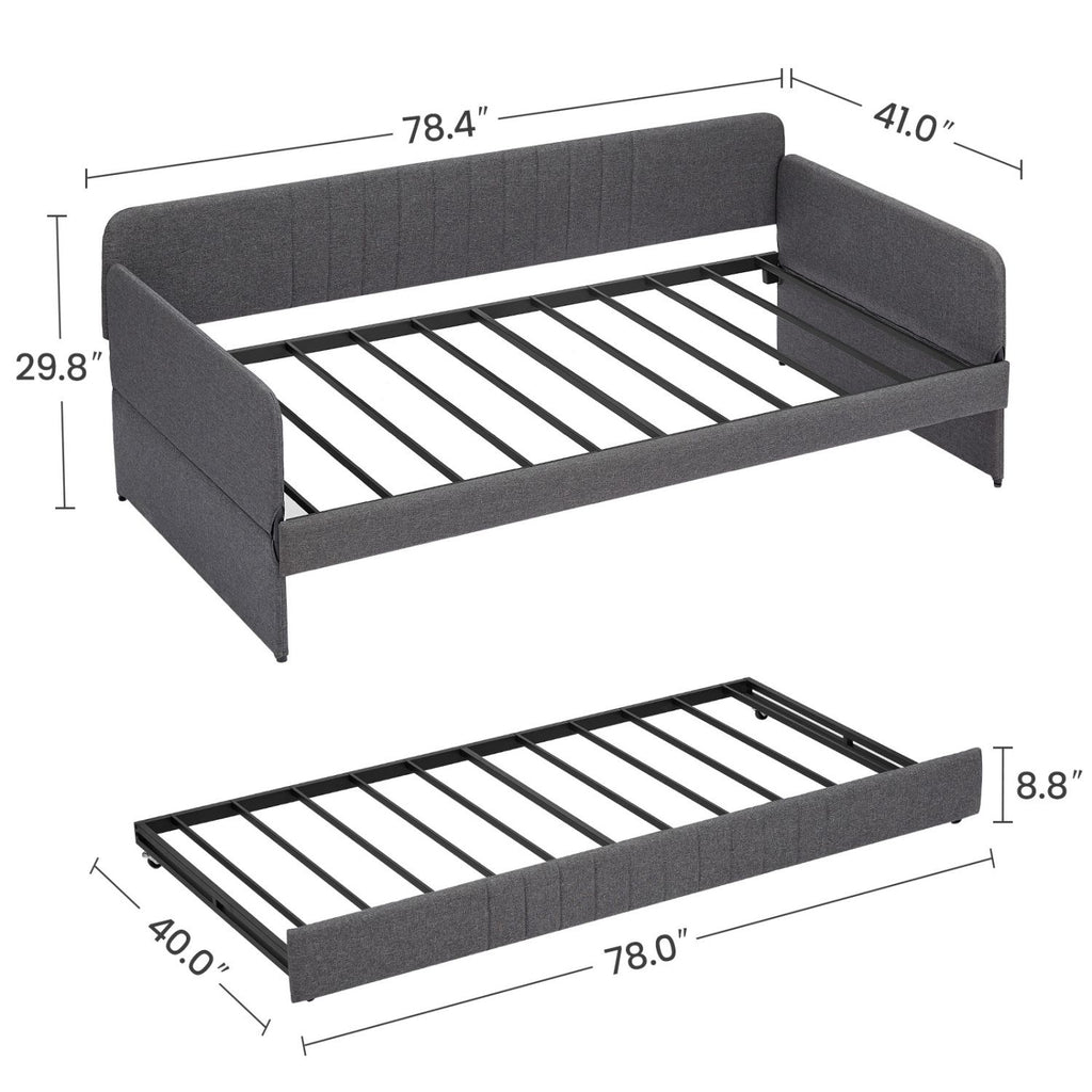 Grey Daybed with Pull-Out Guest Trundle