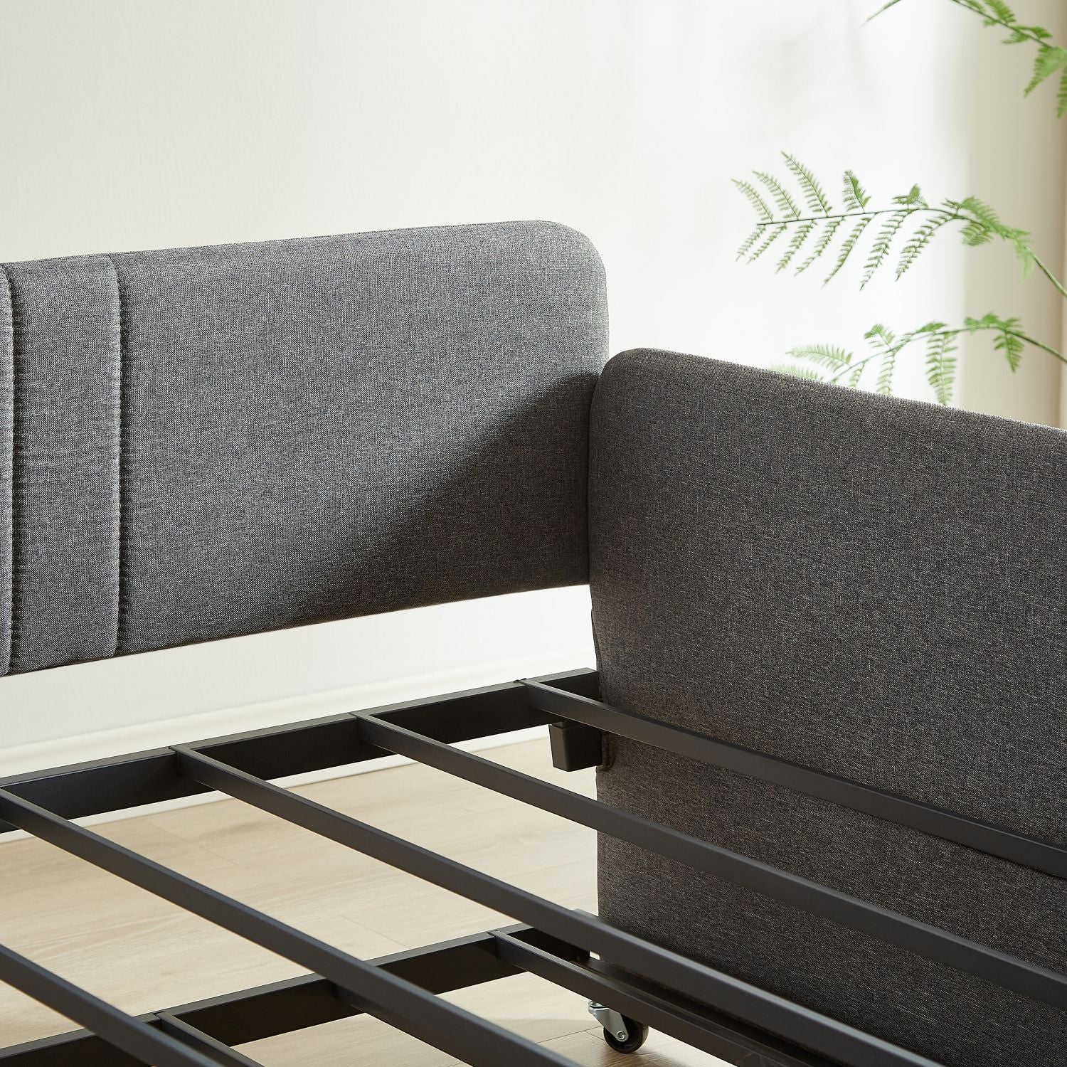 Grey Daybed with Pull-Out Guest Trundle