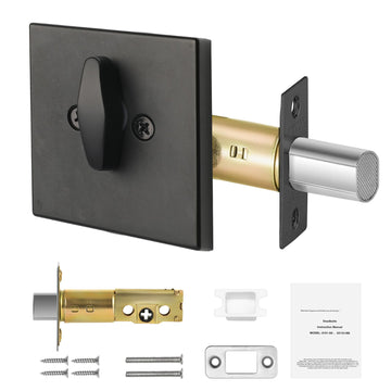 Square Single Cylinder Deadbolt Lock for Interior and Exterior Doors, Matte Black