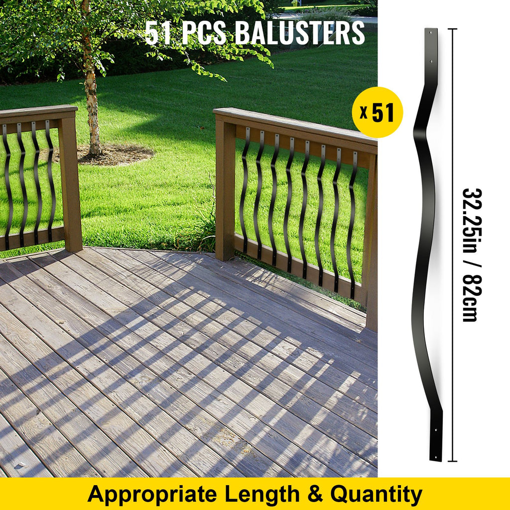 Wave-Style Deck Balusters for Wood and Composite Railings