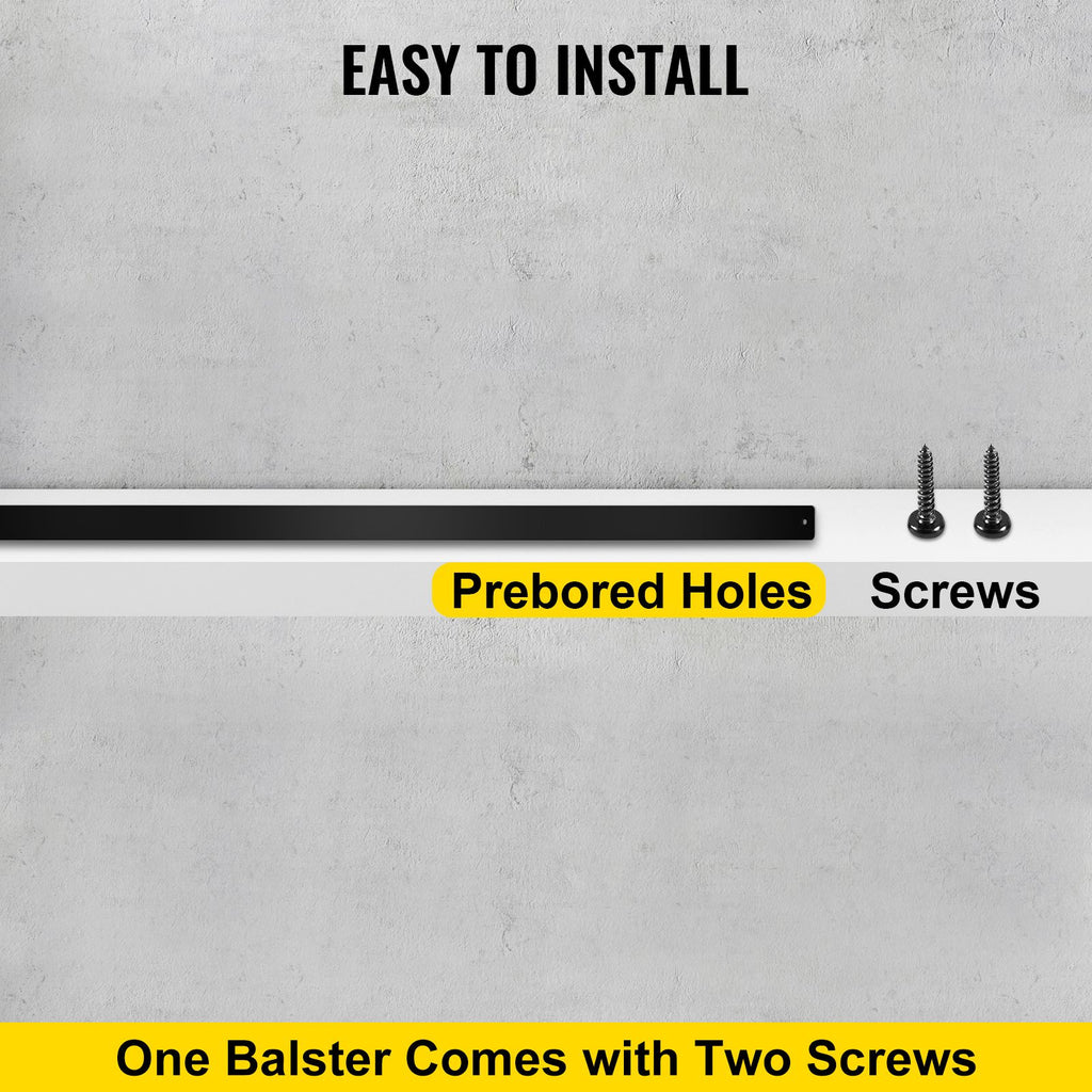 Wave-Style Matte Black Balusters for Deck and Stair Railings