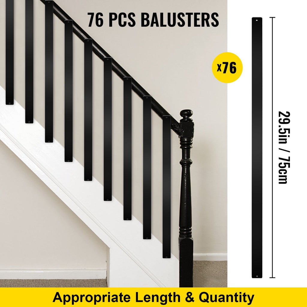 Wave-Style Matte Black Balusters for Deck and Stair Railings