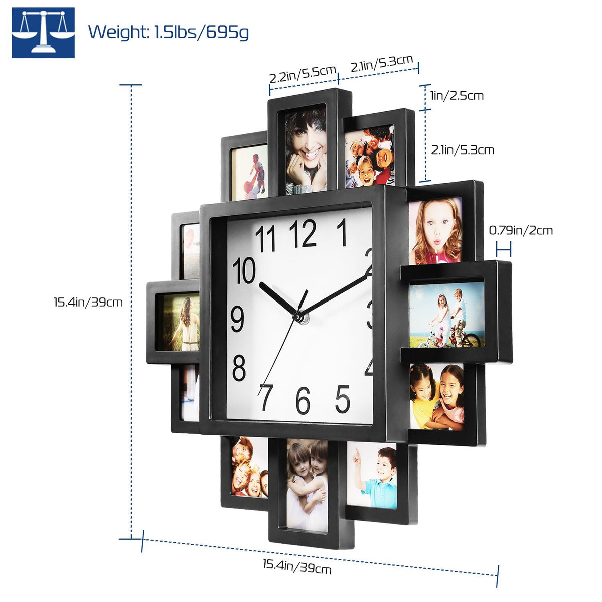 Farmhouse Photo Collage Wall Clock