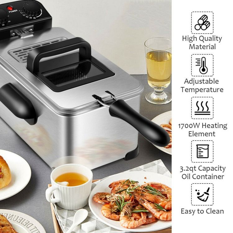 Deep Fryer with Timer – Fast Heating & Stainless Steel