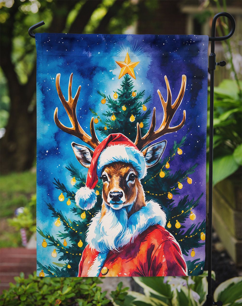 Deer Christmas Garden Flag Mailbox Decorative Yard Banner Outside Patio Artwork for Flower Beds, Gar
