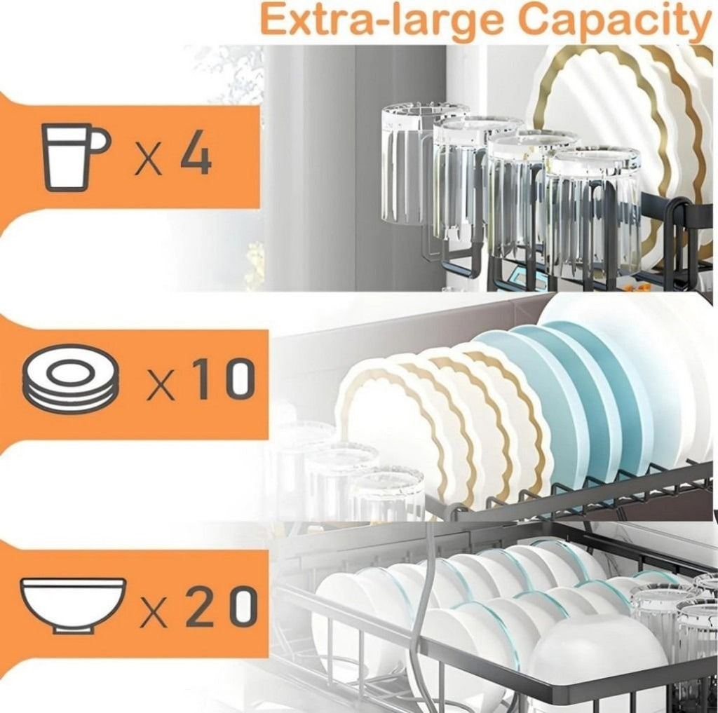 Detachable 2-Tier Dish Drying Rack with Drainboard – Rustproof Kitchen Countertop Organizer