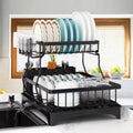 Detachable 2-Tier Dish Drying Rack with Drainboard – Rustproof Kitchen Countertop Organizer