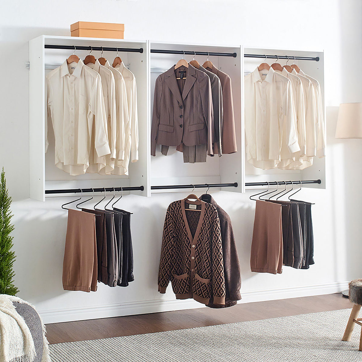 Devi White Wall-Mounted Modular Closet System