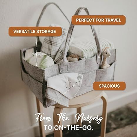 Diaper Caddy with Reinforced Edges for Nursery or Car