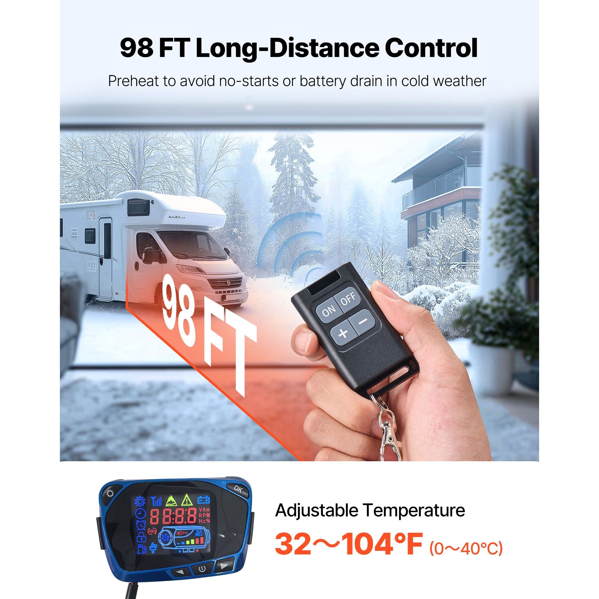 8kW Diesel Parking Heater with Remote Control and LCD Switch for RV, Truck, Van, Boat