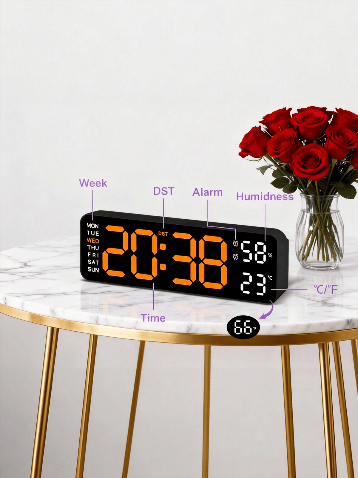 Large LED Digital Clock with Dual Alarms