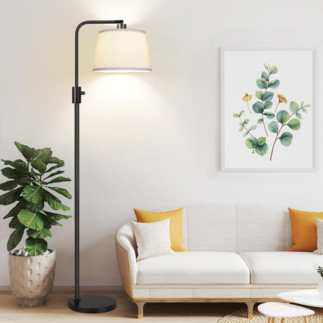Black Dimmable Floor Lamp with Adjustable Reading Head