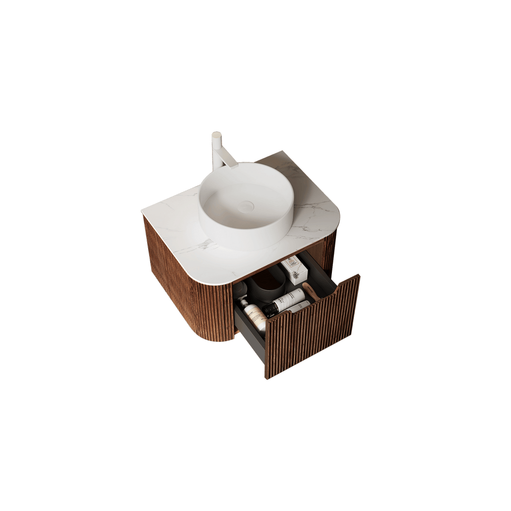 24" Wall-Mounted Bathroom Vanity with Ceramic Basin and Soft-Close Drawer