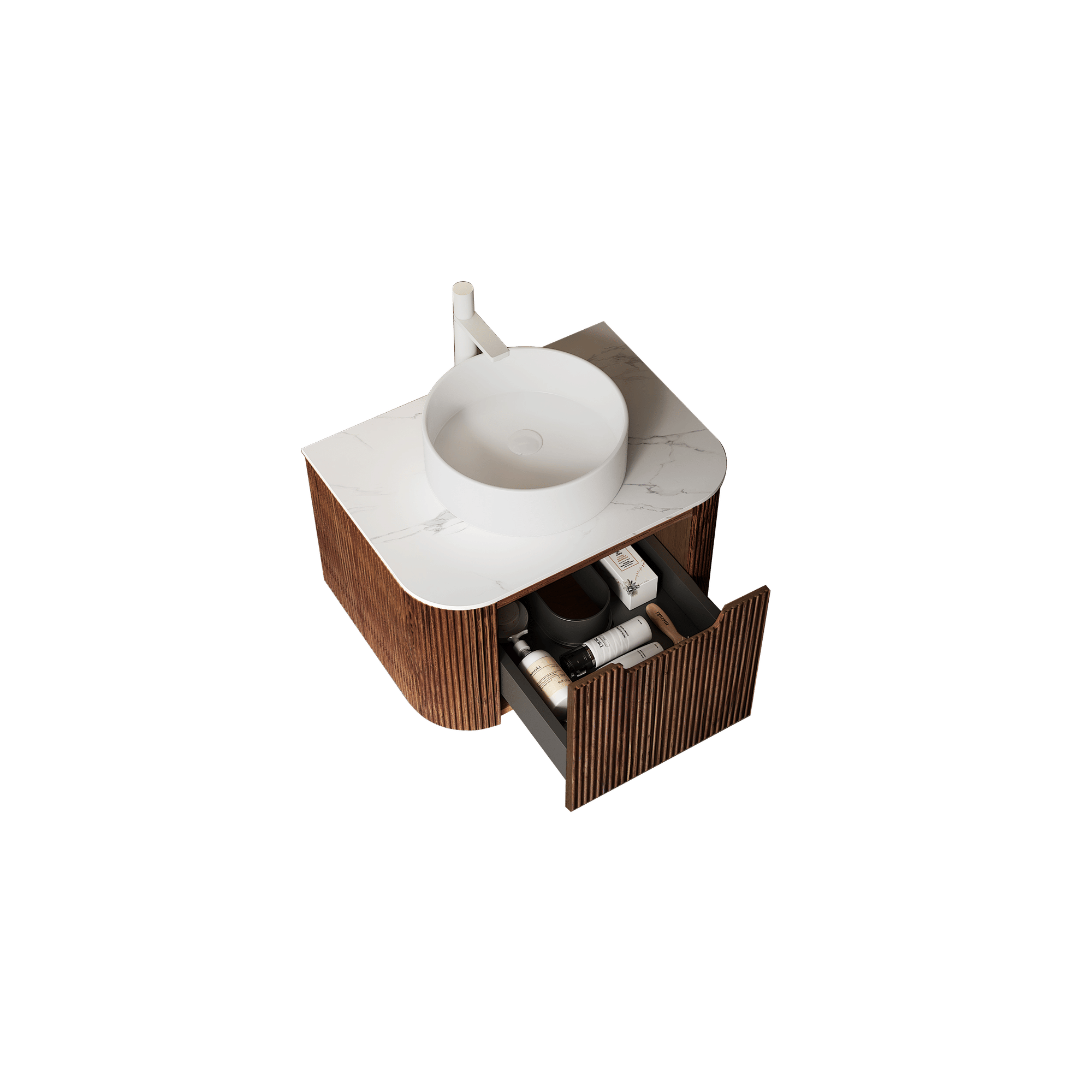24" Wall-Mounted Bathroom Vanity with Ceramic Basin and Soft-Close Drawer