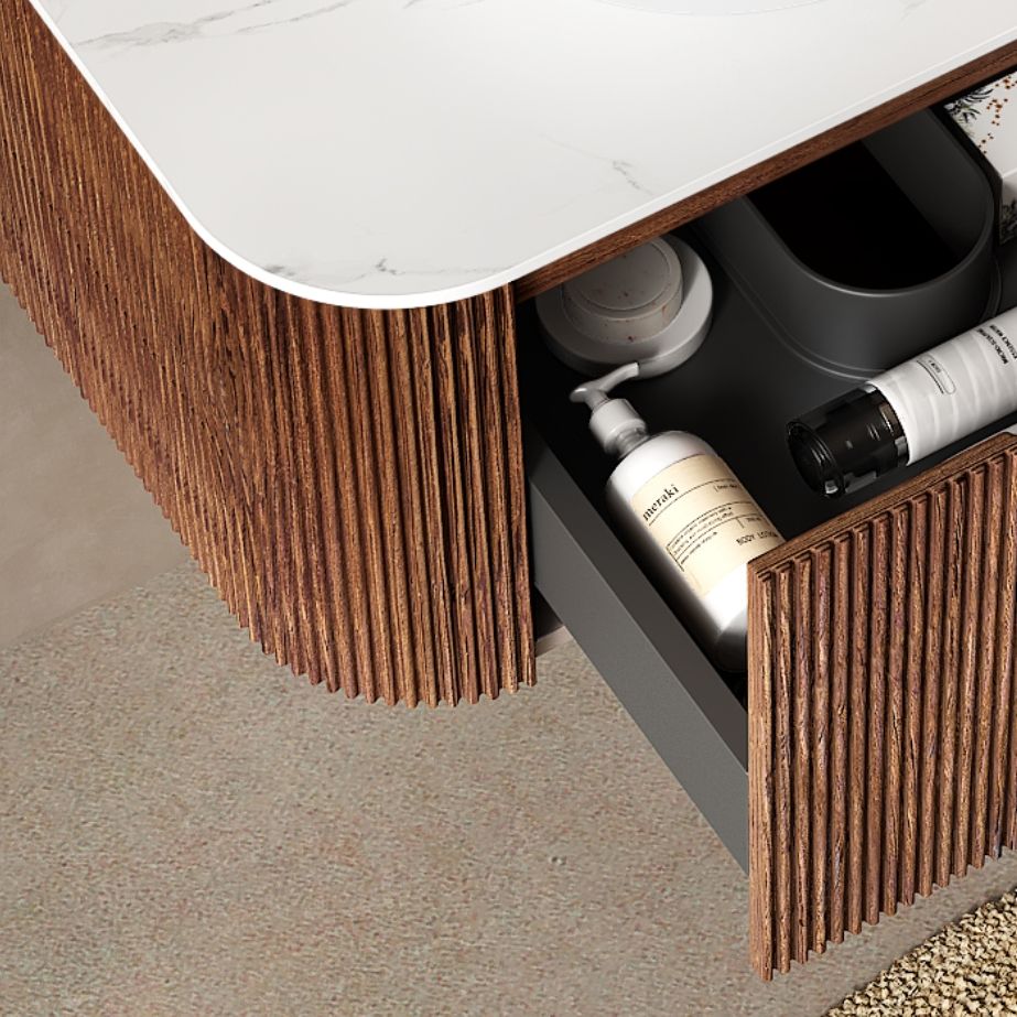 24" Wall-Mounted Bathroom Vanity with Ceramic Basin and Soft-Close Drawer