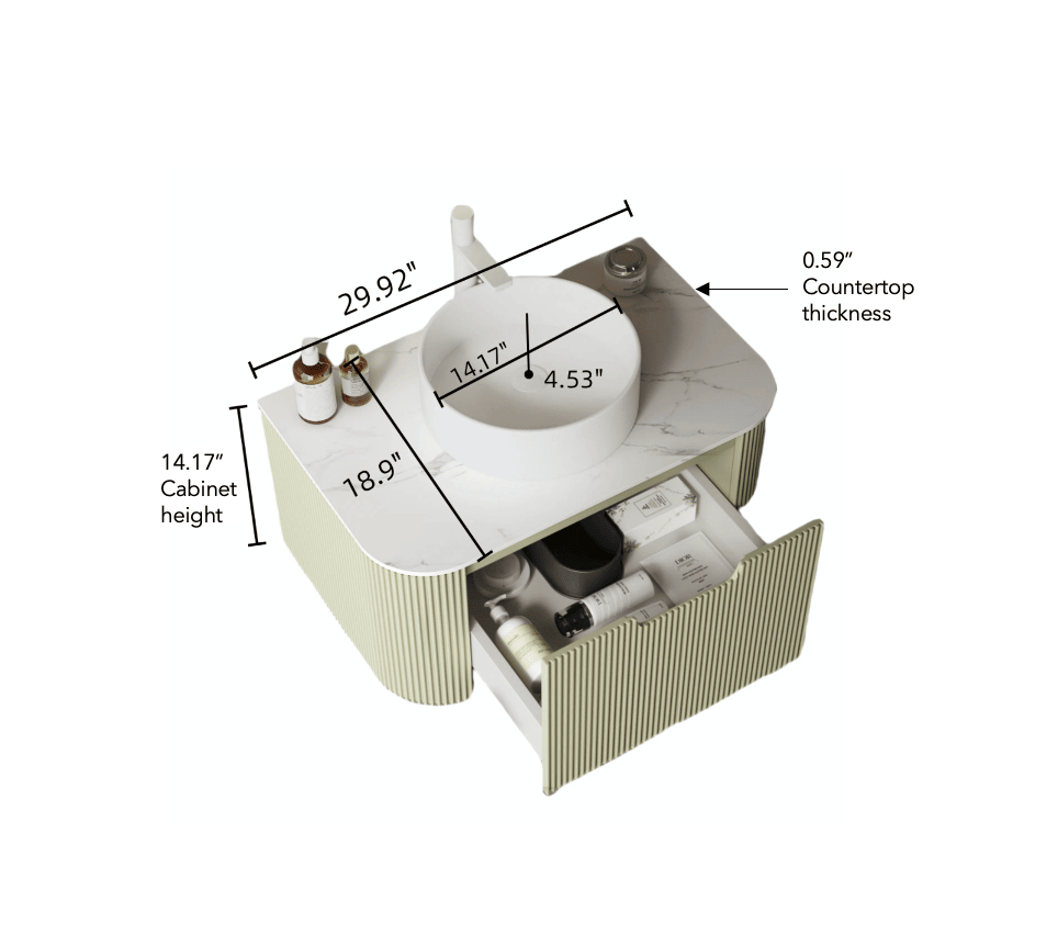 Modern 30- Wall-Mounted Bathroom Vanity with Sink and Storage