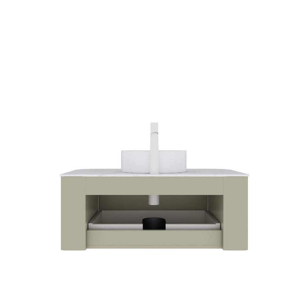 DINA Light Green Floating Vanity with Round Vessel Basin