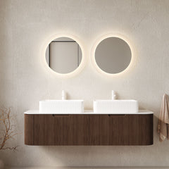 DINA Bathroom Vanity with Floating Curved Edges and Dual Basins