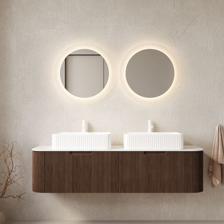 DINA Bathroom Vanity with Floating Curved Edges and Dual Basins
