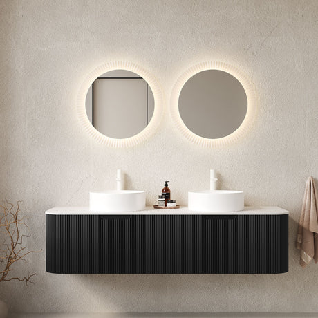 Floating Bathroom Vanity with Dual Sinks and Storage Drawers