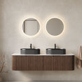 DINA Bathroom Vanity&Sinks, Floating Curved Edges Striped Storage Cabinet with 2
