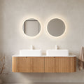 Floating Double Sink Bathroom Vanity with Striped Storage