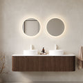 DINA Bathroom Vanity&Sinks, Floating Curved Edges Striped Storage Cabinet with 2 Drawers, 2 Whit