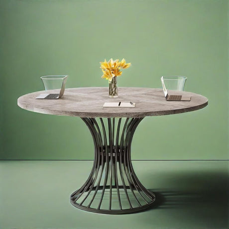 Industrial & Timeless Round Dining Table – Seats 4-6