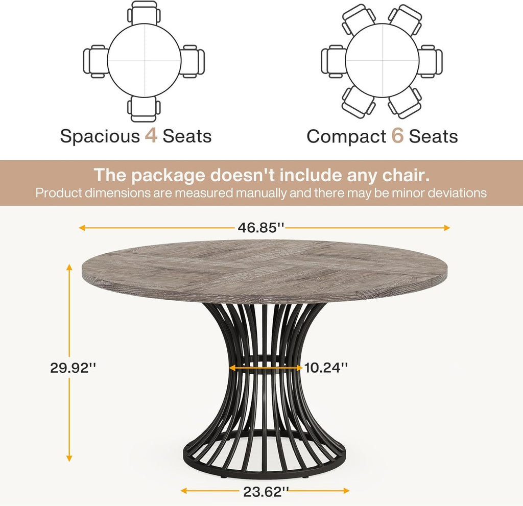 Industrial & Timeless Round Dining Table – Seats 4-6