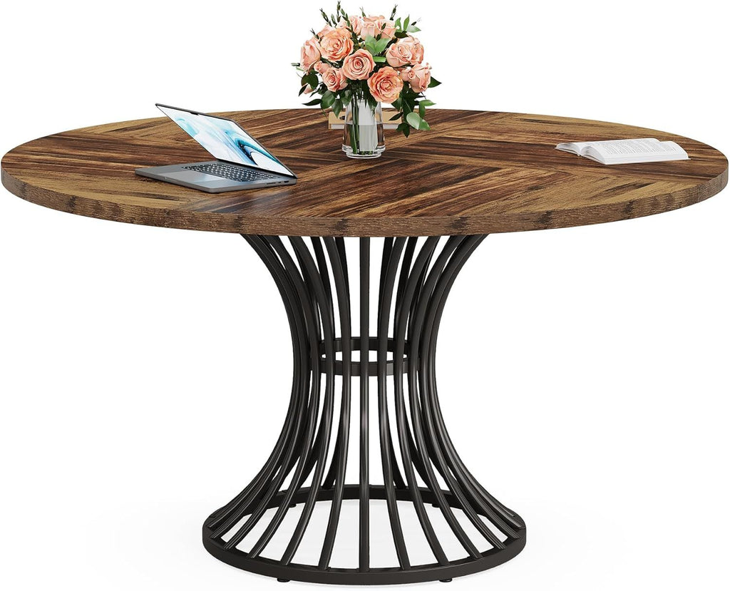 Industrial & Timeless Round Dining Table Ideal for Small Areas