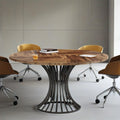 Industrial & Timeless Round Dining Table Ideal for Small Areas