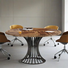 Industrial & Timeless Round Dining Table Ideal for Small Areas