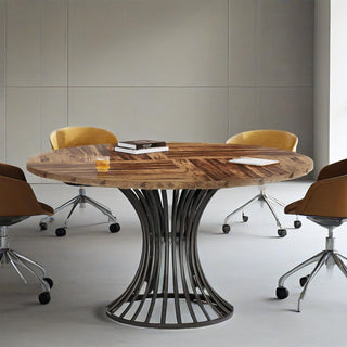 Industrial & Timeless Round Dining Table Ideal for Small Areas