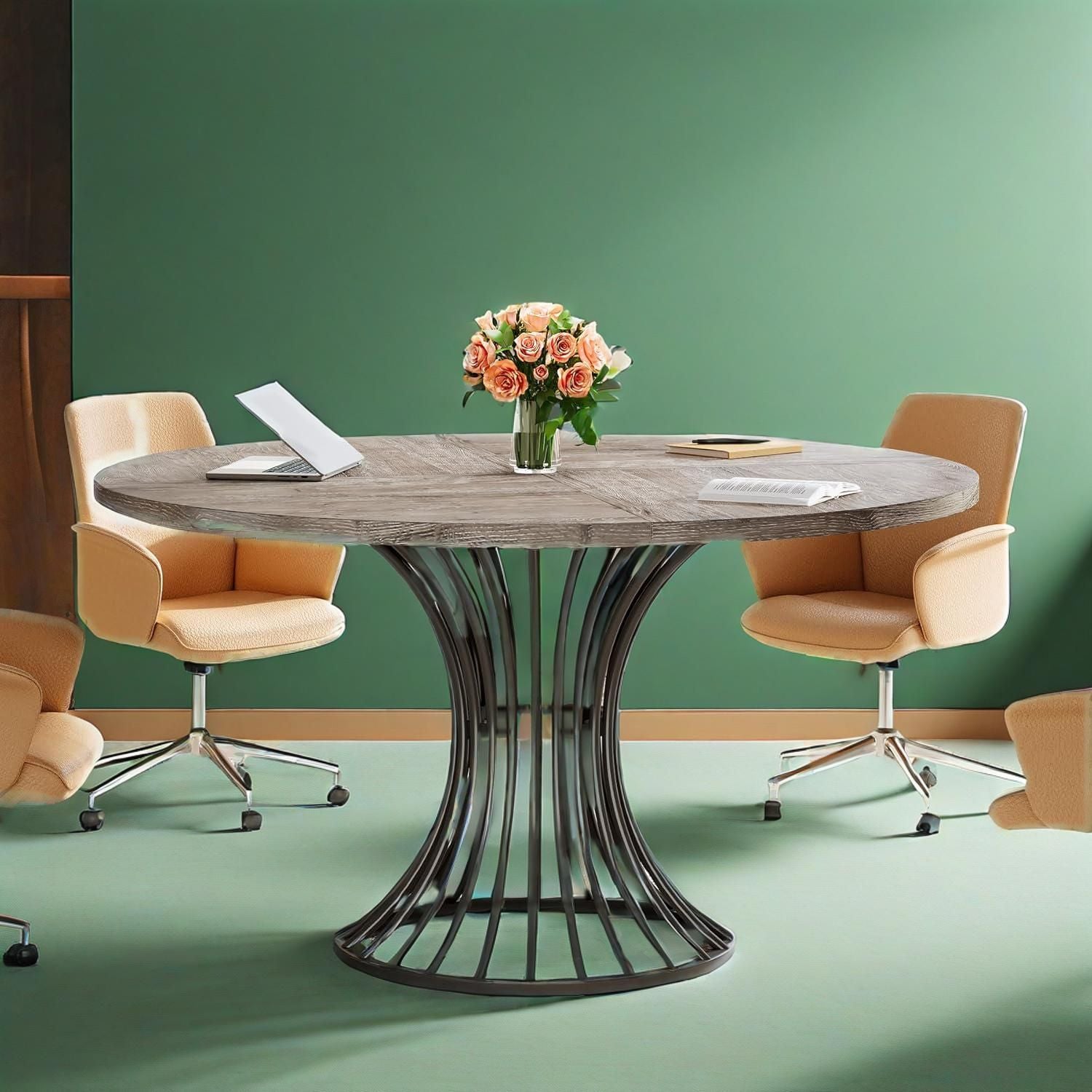 Industrial & Timeless Round Dining Table – Seats 4-6