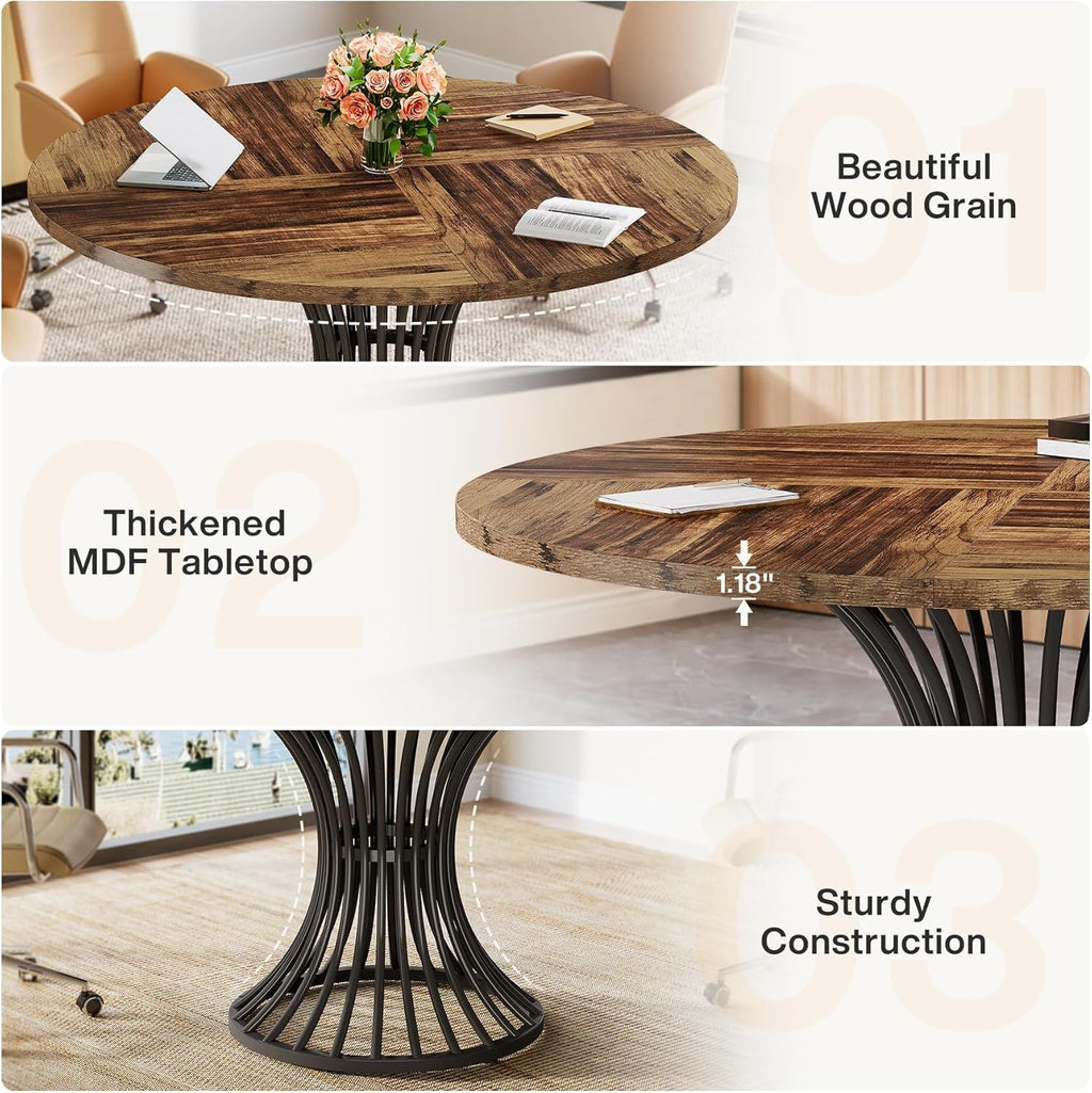 Industrial & Timeless Round Dining Table Ideal for Small Areas