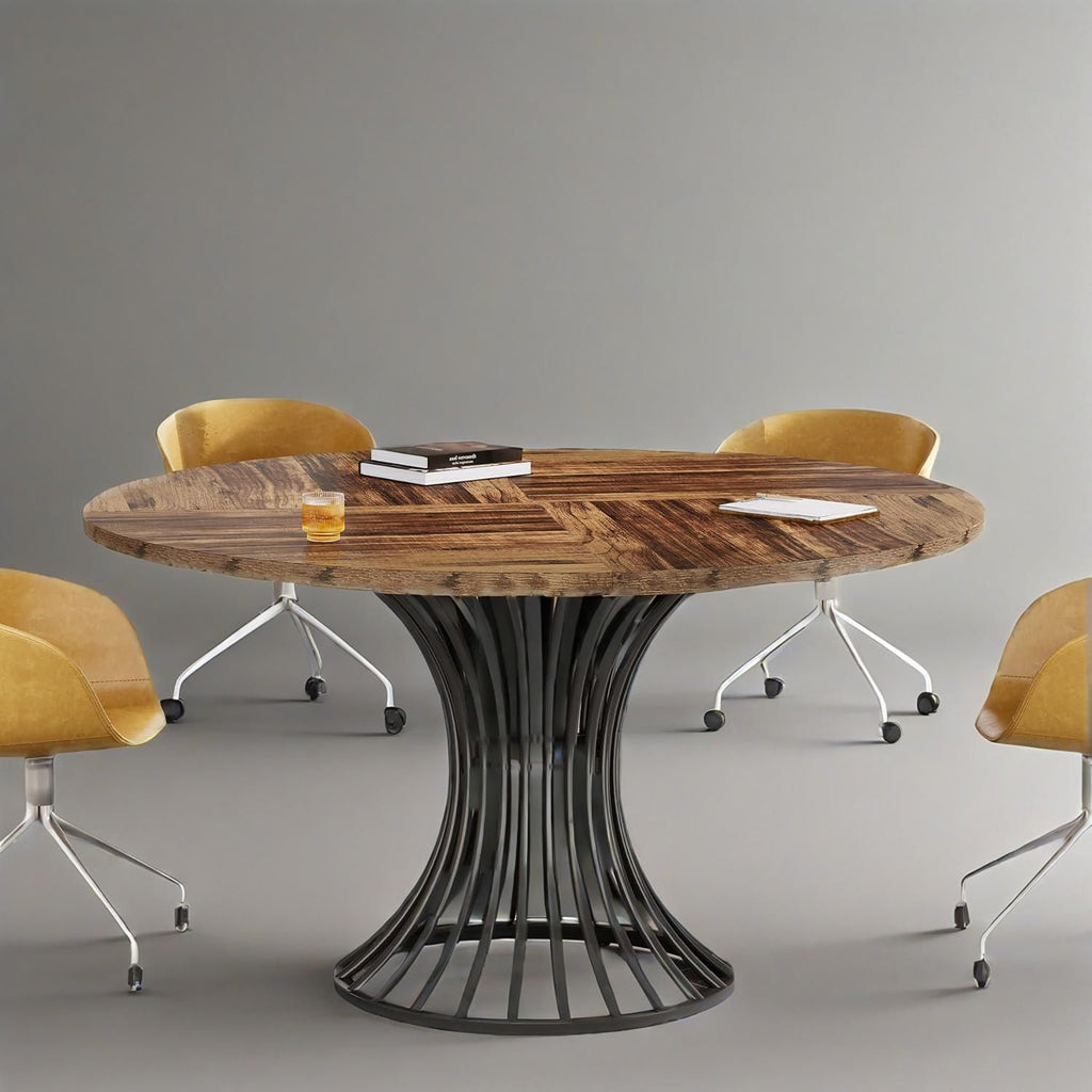 Industrial & Timeless Round Dining Table Ideal for Small Areas