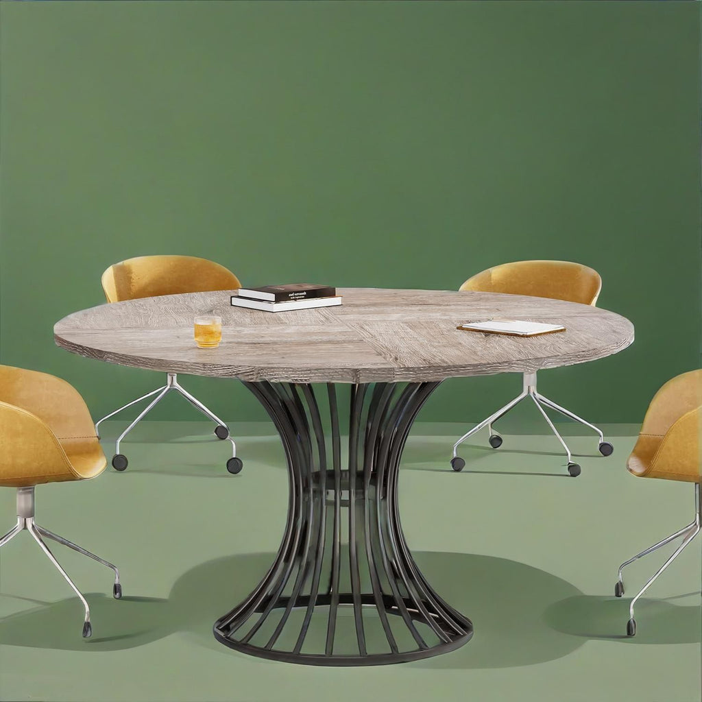 Industrial & Timeless Round Dining Table – Seats 4-6