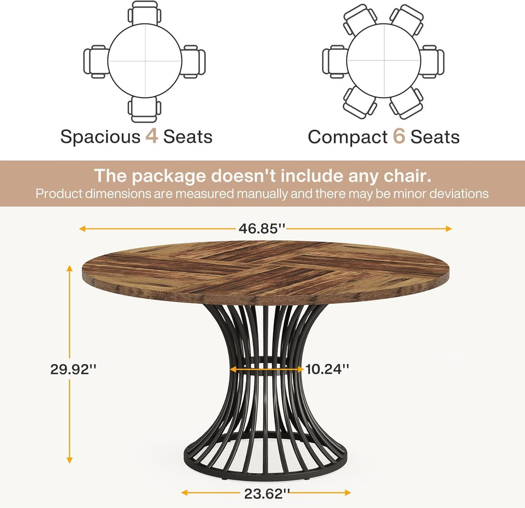 Industrial & Timeless Round Dining Table Ideal for Small Areas