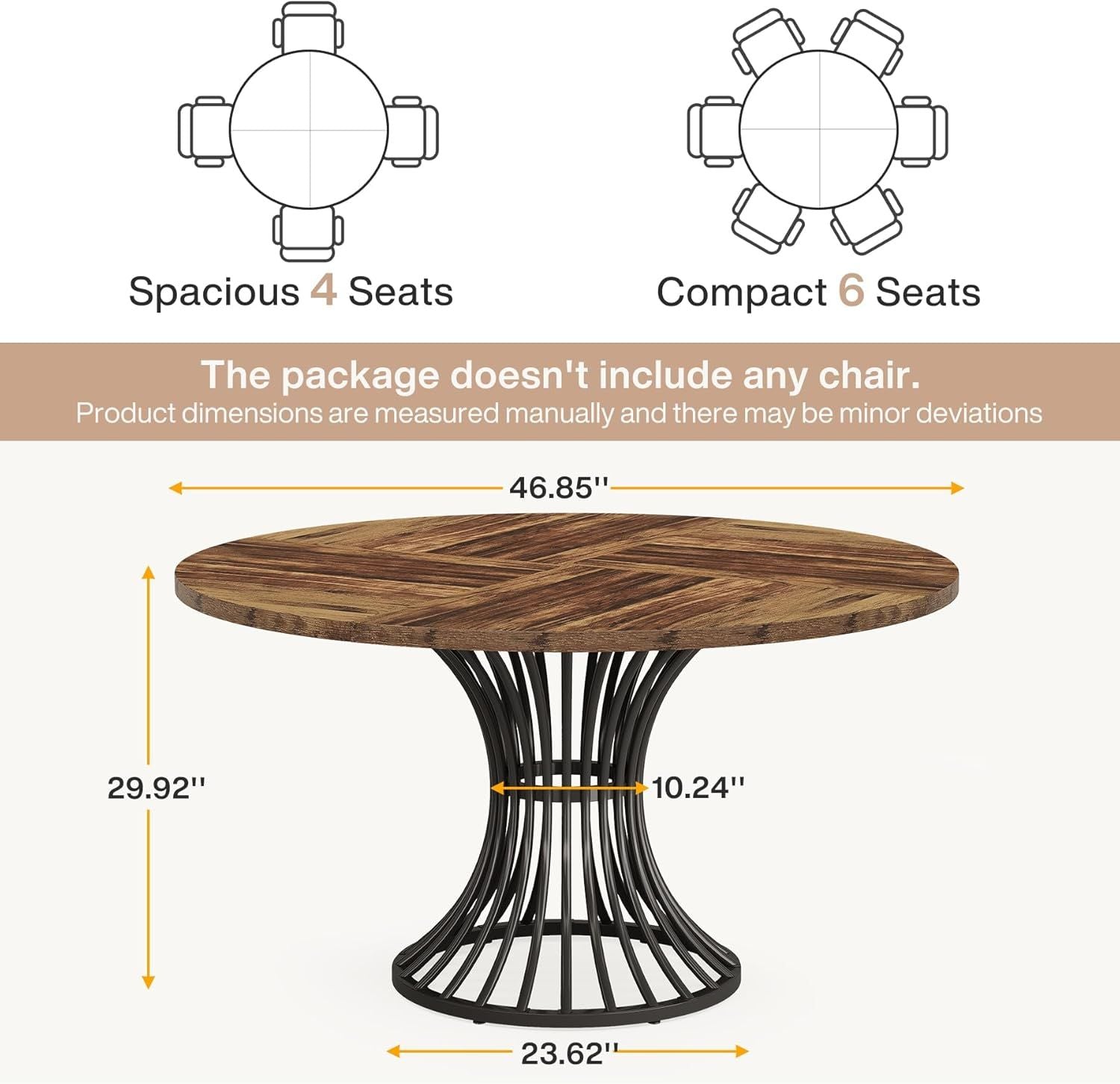 Industrial & Timeless Round Dining Table Ideal for Small Areas