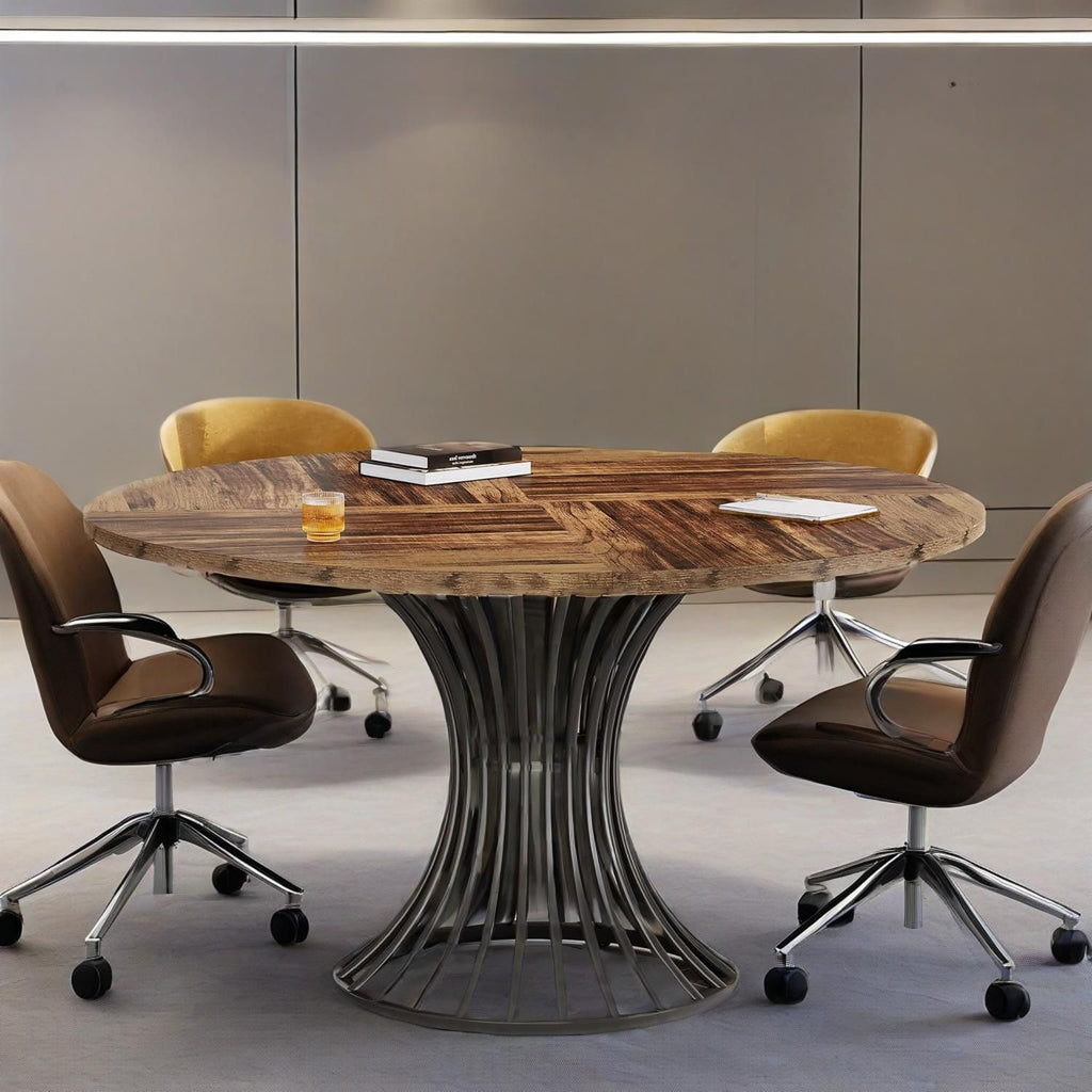 Industrial & Timeless Round Dining Table Ideal for Small Areas