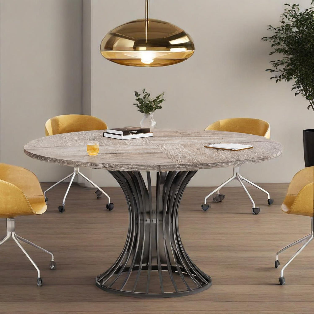 Industrial & Timeless Round Dining Table – Seats 4-6