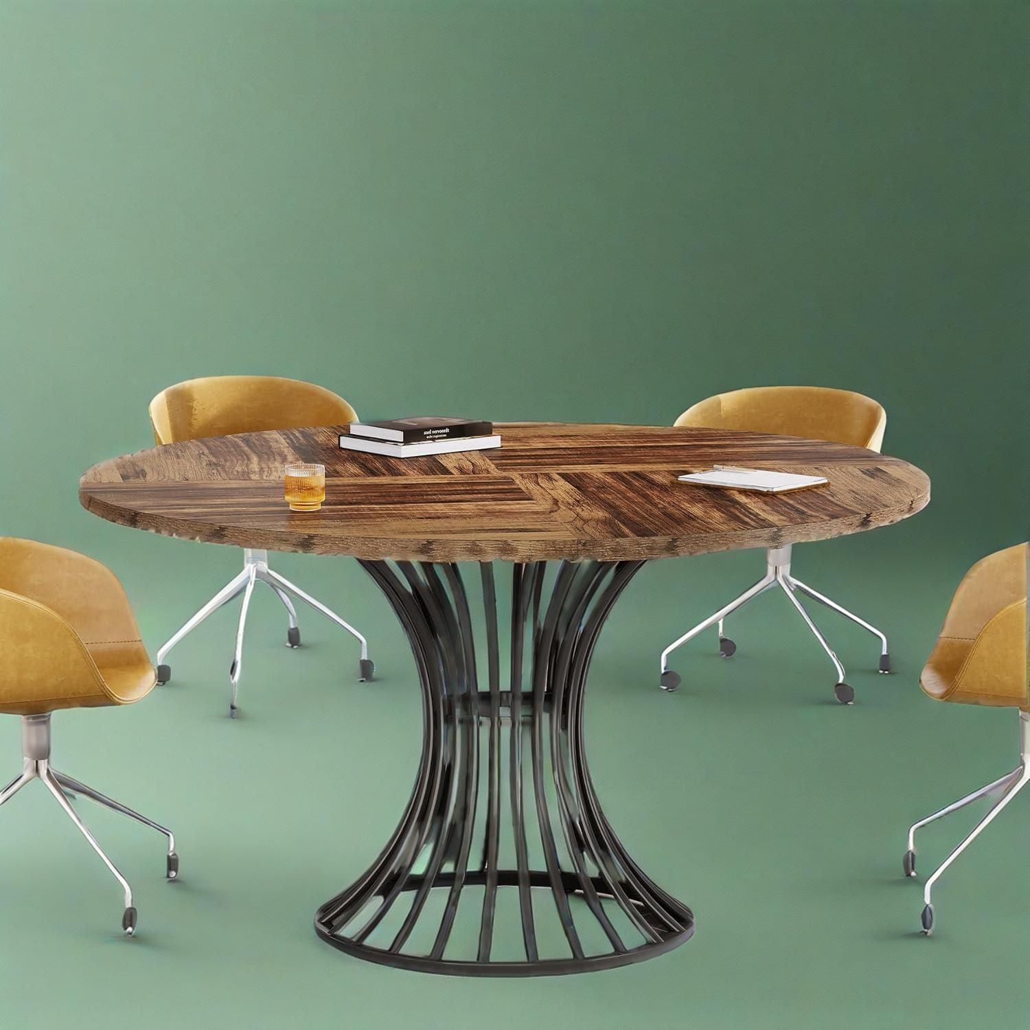 Industrial & Timeless Round Dining Table Ideal for Small Areas
