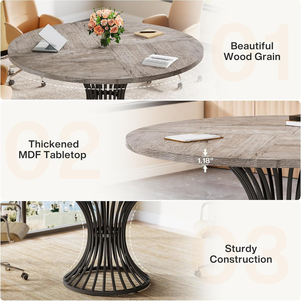 Industrial & Timeless Round Dining Table – Seats 4-6