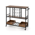 Rolling Bar Cart with Glass Racks and Bottle Holders