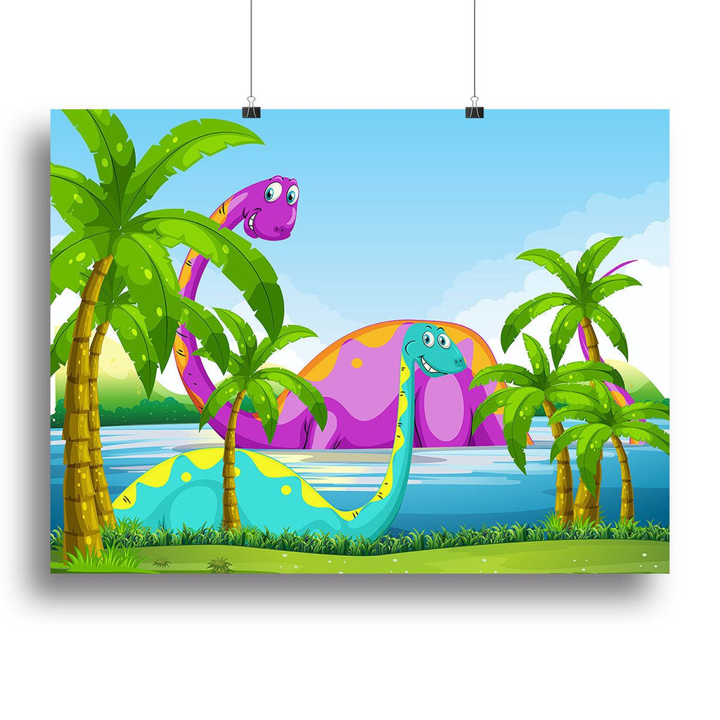 Dinosaur Having Fun in the Lake Wall Art