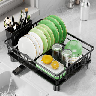 Stainless Steel Dish Drying Rack with Smart Drainage and Detachable Cutlery Holder