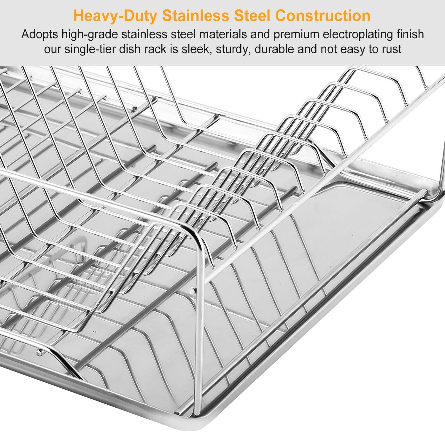 Single-Tier Dish Drying Rack with Divided Cutlery Holder